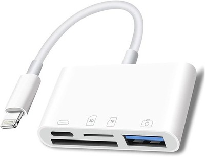 Lightning to SD Card Reader - 4 in 1 Memory Adapter 4IN1 CARD, white 