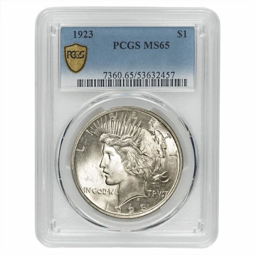 1923 Silver Peace Dollar $1 PCGS MS 65