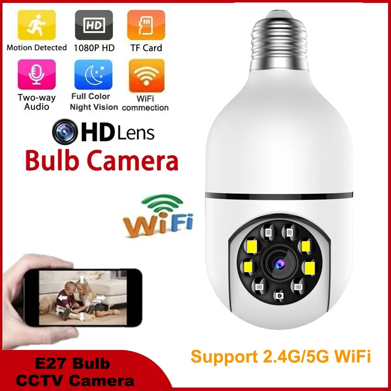 YI IoT WiFi HD 1080P 5G Bulb Camera Card Slot Full Color IR Night Two Way  Audio