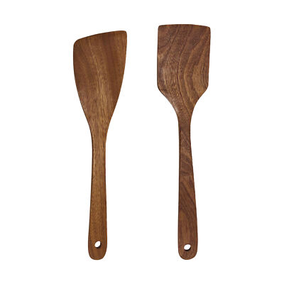 2X Wooden Spatula Comfort-Grip Wood Spoons for Cooking Portable Cooking Utensils