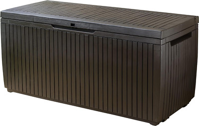 Rainproof Brown Cushion Storage Box for Balcony, 305L, 123x53.5x57 cm