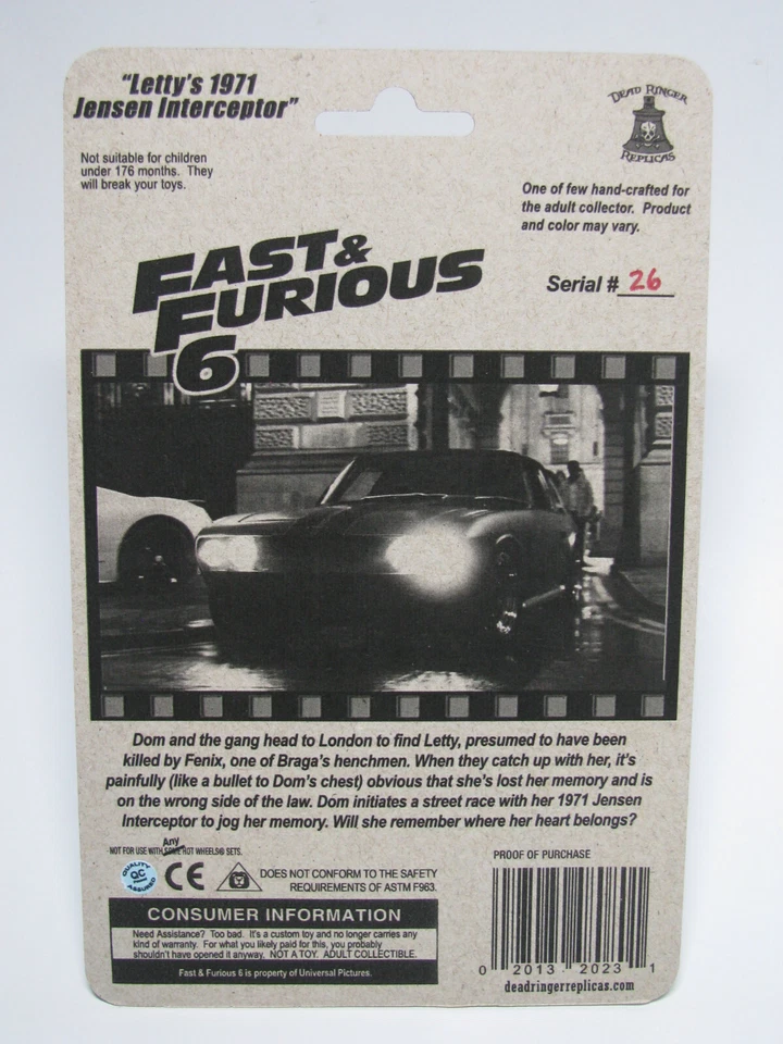 Fast & Furious 6 Letty's 1971 Jensen Interceptor 1/64 Custom Hot Wheels - Image 2 of 4