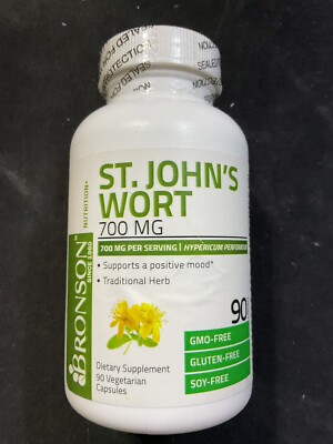 Bronson St. John's Wort 700mg 180 vegan caps gmo free gluten free exp 3/25
