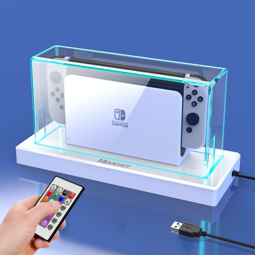 Dust Cover with 16 LED Colors Light Base for Nintendo Switch/OLED,Slim Dock Case - Picture 3 of 14