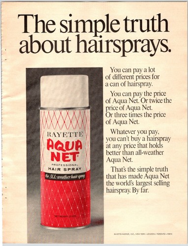 Aqua Net Hair Spray Vintage 1960 S 8 25 X 11 Magazine Ad 1969 M133 Ebay