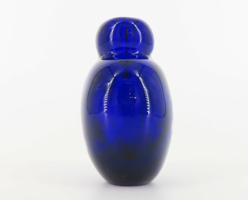 Art Glass Perfume Bottle Cobalt Blue Millefiori Flowers hand blown 3.75" T Read - Picture 4 of 8
