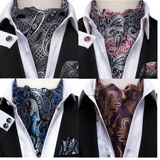 Mens Red Cravat Wedding Vintage Paisley Tie Neck Scarf Normal Suit Casual