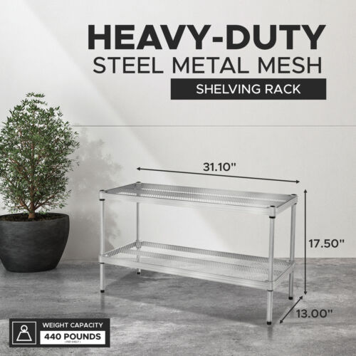 Design Ideas MeshWorks 2 Ebenen Full-Size Metall Aufbewahrung Regal Regal, Silber - Bild 3 von 10