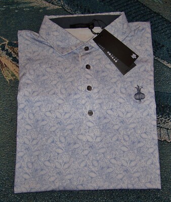 NEW GREYSON Polyester Spandex Golf Polo Shirt OHOOPEE MATCH CLUB M Blue & White