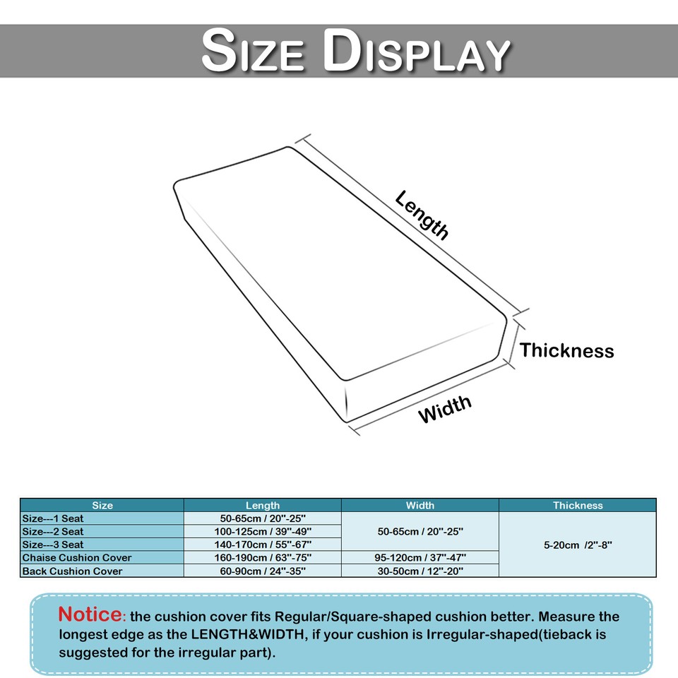 5Size Extra Large Jacquard Sofa Cushion Covers Waterproof Stretch Seat