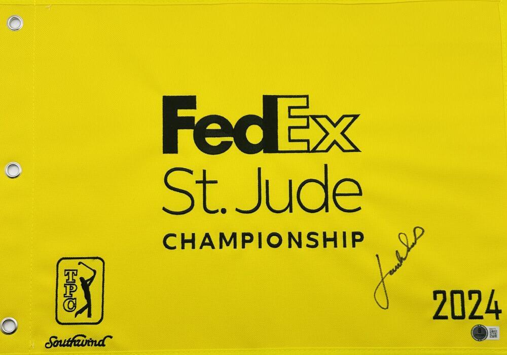 JORDAN SPIETH Autographed Signed 2024 FEDEX ST JUDE CHAMPIONSHIP GOLF PIN FLAG BAS J772 