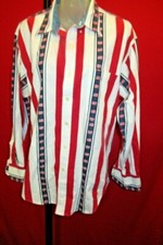 RALPH LAUREN CHAPS Vintage Striped Flag Dress Shirt Size Medium