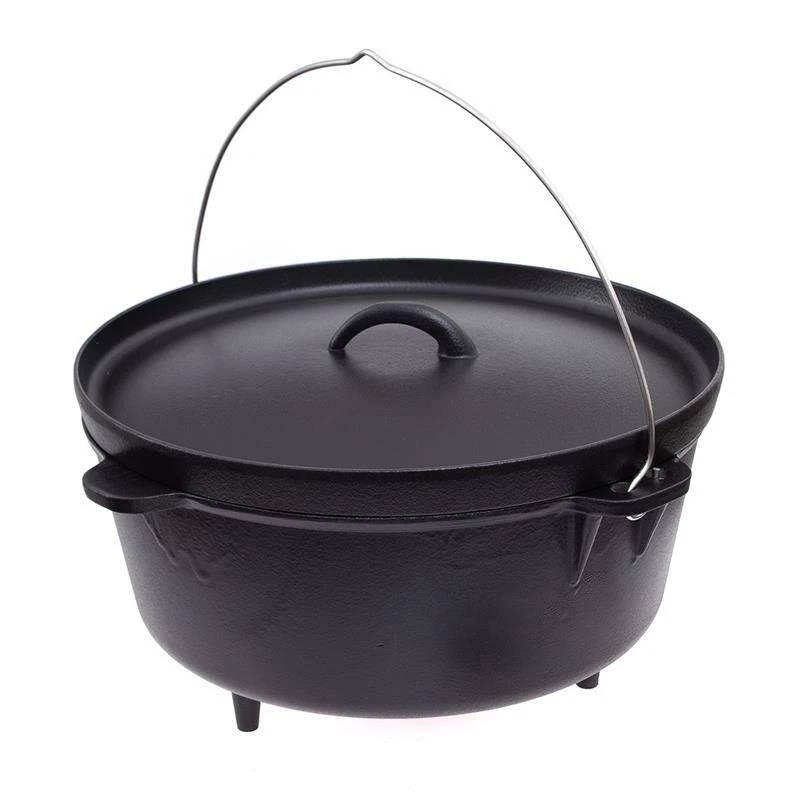 Dutch Oven Set BBQ Gusseisen 10,7 l & 5,7 l Feuertopf Schmortopf Allpax