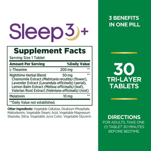 Nature's Bounty Sleep3 Melatonin, Maximum Strength Drug Free Sleep Aid, Tri-Laye - Picture 3 of 3