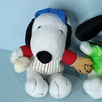 MetLife Peanuts Snoopy Charlie Brown Dog Plush Lot Of 3 Baseball