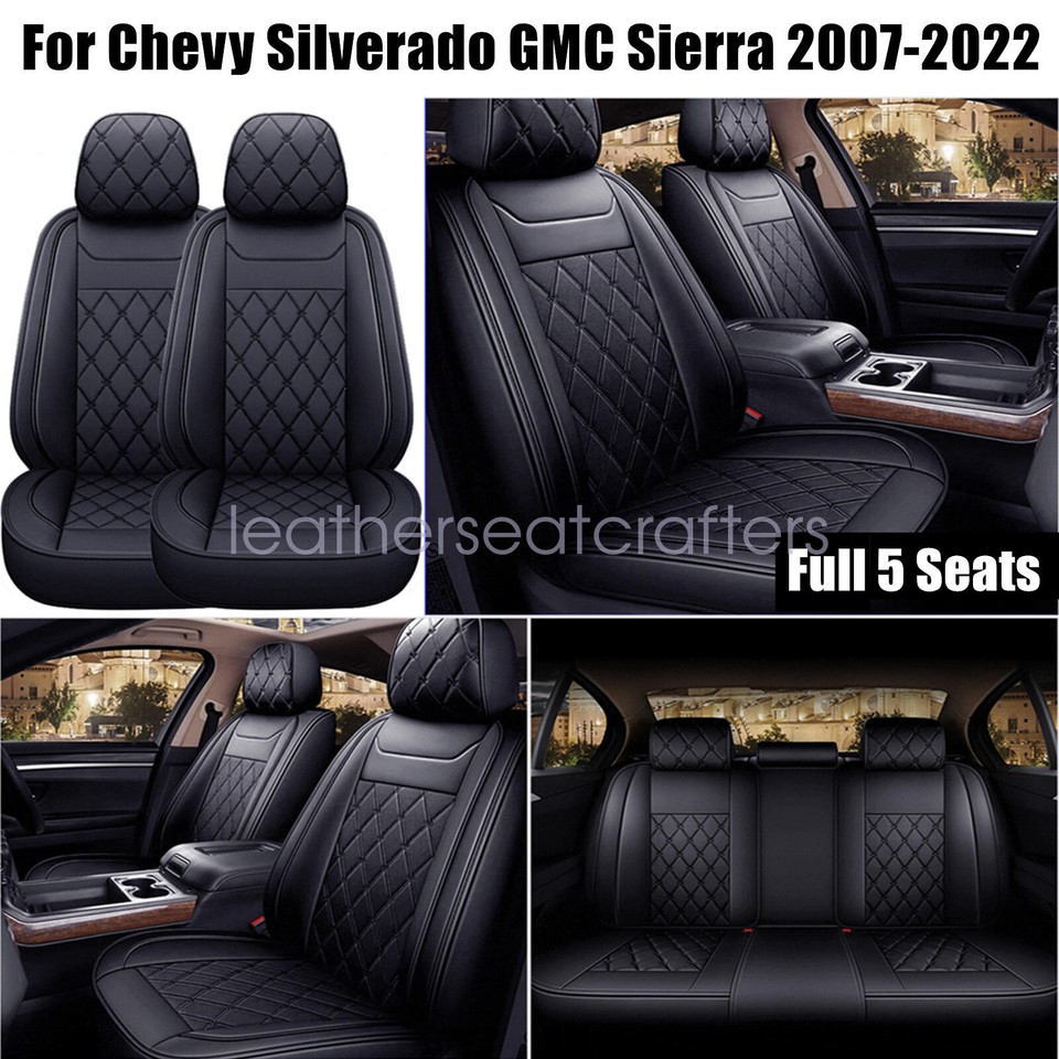 PU Leather 5 Seat Covers For 20072023 Chevy Silverado GMC Sierra 1500
