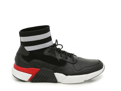 Leather Sneakers Stretchy Upper 