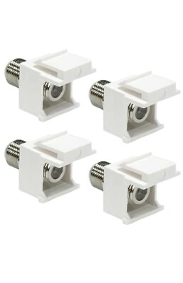 4x Snap in F-Type Insert Keystone Connector Module Coax Wall Jack RG59 RG6 White