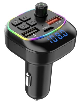 LanChuBo Bluetooth FM Transmitter, Wireless Radio Adapter, USB Car Charger, MP3 Player
