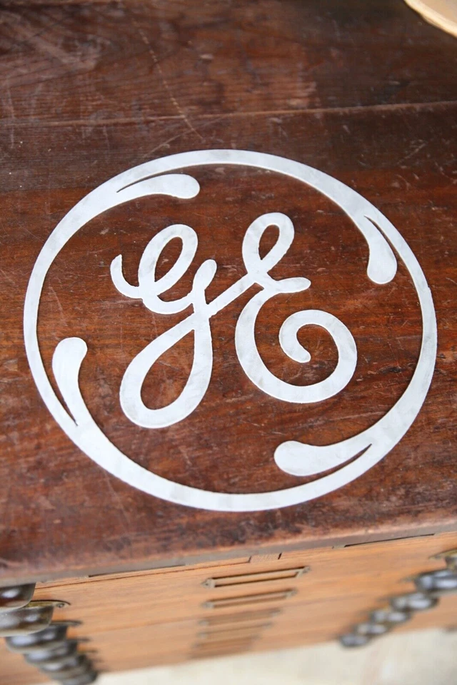 Ventilador General Electric de colección plantilla de letrero industrial insignia motor pantalla GE Foto 2 de 4