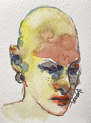 Original unique figurative portrait watercolour portrait watercolor painting picture