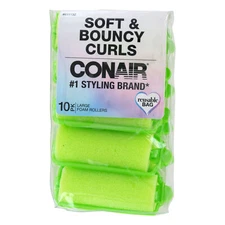 Conair Body & Bounce Large Foam Hair Rollers, Green, 10-Pieces