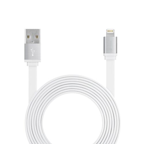 Aluminium Flat USB Charger Cable For iPhone 6 7 5S 6S iPad 4 Mini Charging Lead - Afbeelding 1 van 1
