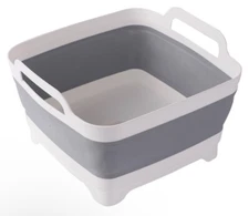 ddLUCK Dish Basin Collapsible with Drain Plug Carry Handles for 9L Large Capacit