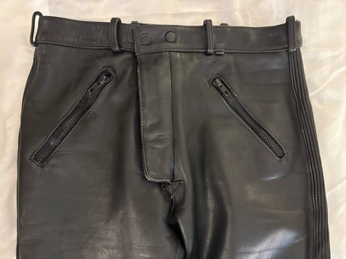 Black Armored Leather Pilot Pants 32 - Picture 3 of 8
