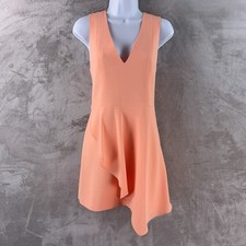 Alice + Olivia Dress Womens Size 4 Orange Sleeveless V Neck Ruffle Mini Dress