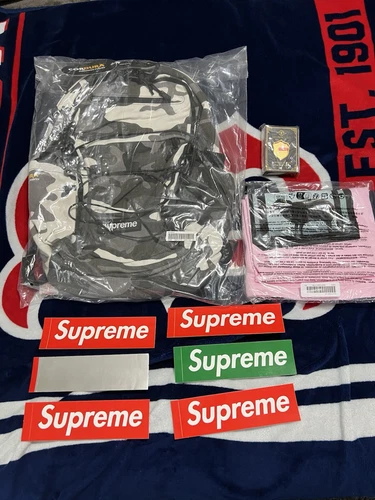 ? ?ENSEMBLE SUPRÊME FW13 SS25 Snow Camo Sac à Dos Cartes à Jouer Or Boîte Logo??