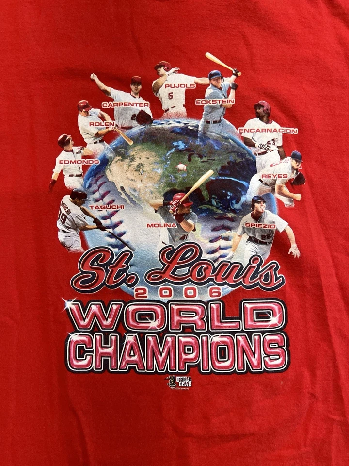 Camiseta vermelha vintage 2006 St. Louis Cardinals World Champions MLB tamanho GG - Imagem 4 de 4