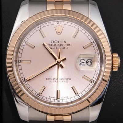 Rolex Datejust 36mm 116231 Pink Index Ziffernblatt Jubiläum Stahl & Rose Gold