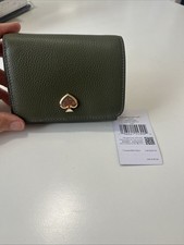 NWT KATE SPADE WALLET Kayla Pebbled Leather Small Bifold Purse Seaweed KK056 NEW