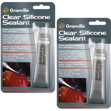 2 x Granville Clear Silicone Sealant Waterproof Windscreen Window Sealant 40g