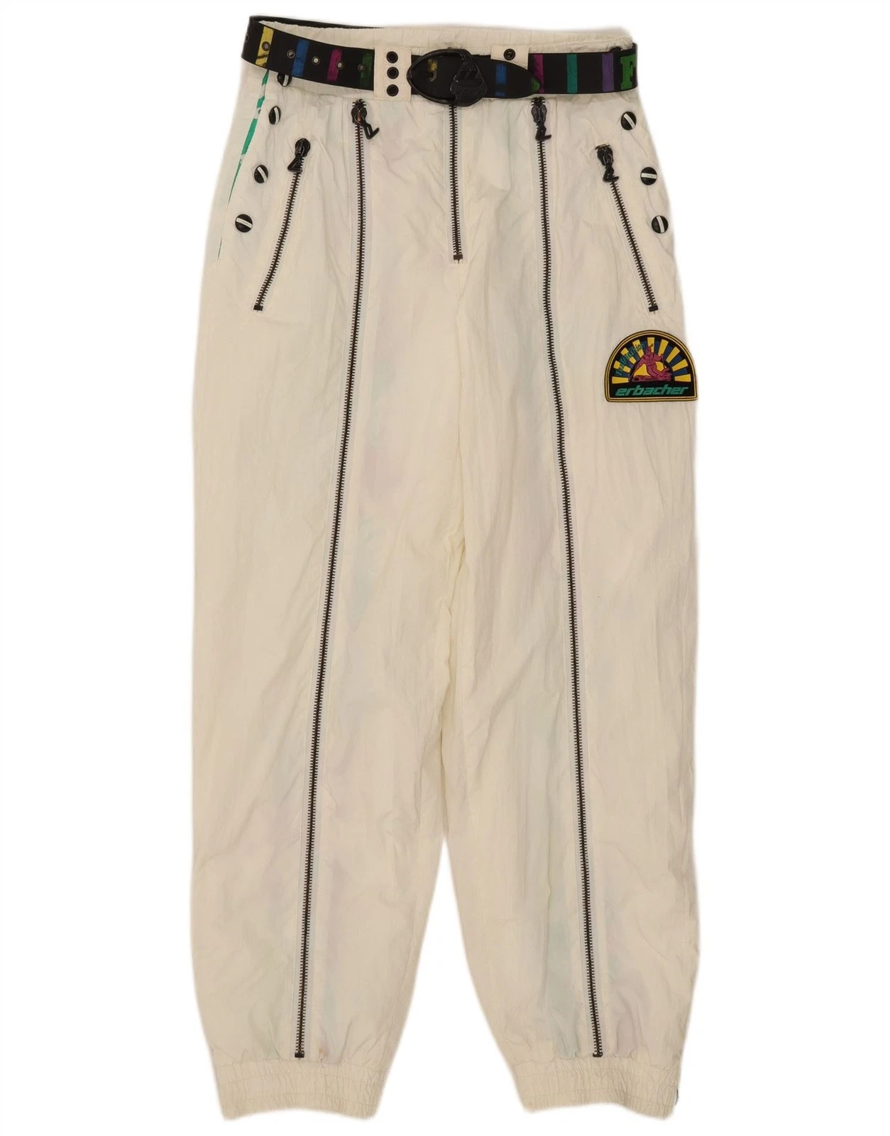 Erbacher Mens Graphic Joggers Windbreaker Trousers Small W30 L30 White AP30