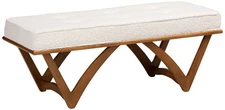 Baxton Studio Chenoa Boucle Fabric Wood Bench