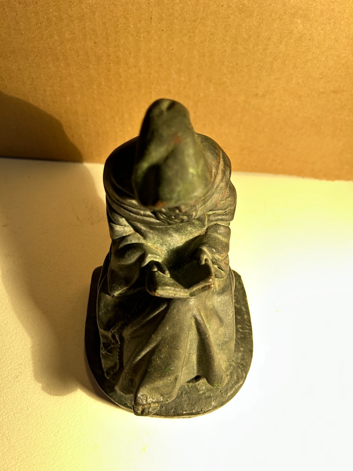 Rare Vintage KBW Art Bronze Monk Reading Book~Single Bookend