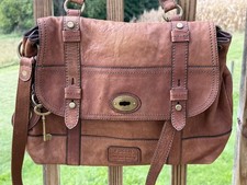 Fossil Medium Brown Leather Vintage Crossbody Messenger Long Live Vintage 1954