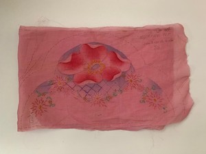 VTG Floral Stamped Pink Pillow Cover Antique Boudoir Embroidered  1920s