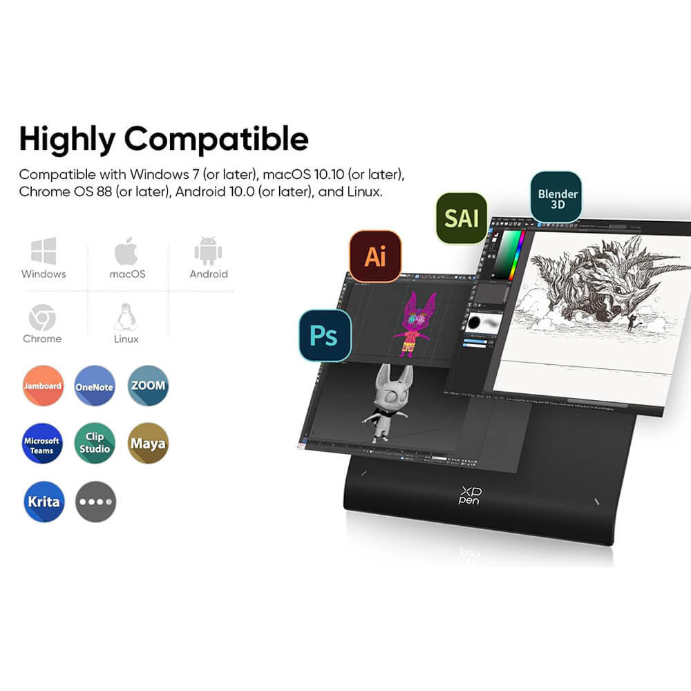 1 Set XPPen Wireless Drawing Tablet Deco Pro XLW 2nd 15 Inch Bluetooth Computer