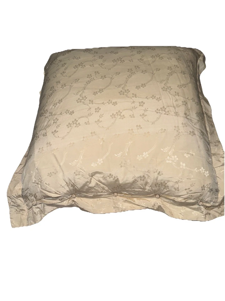 Ralph Lauren Whitehall Silk Cream Jacquard  Embroidery Pillow Sham 28” & Pillow! - Image 3 of 4