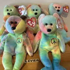 5 lot PEACE  8  Ty BEANIE BABY BEARS pretty faces bodies  mint tags PE group 5