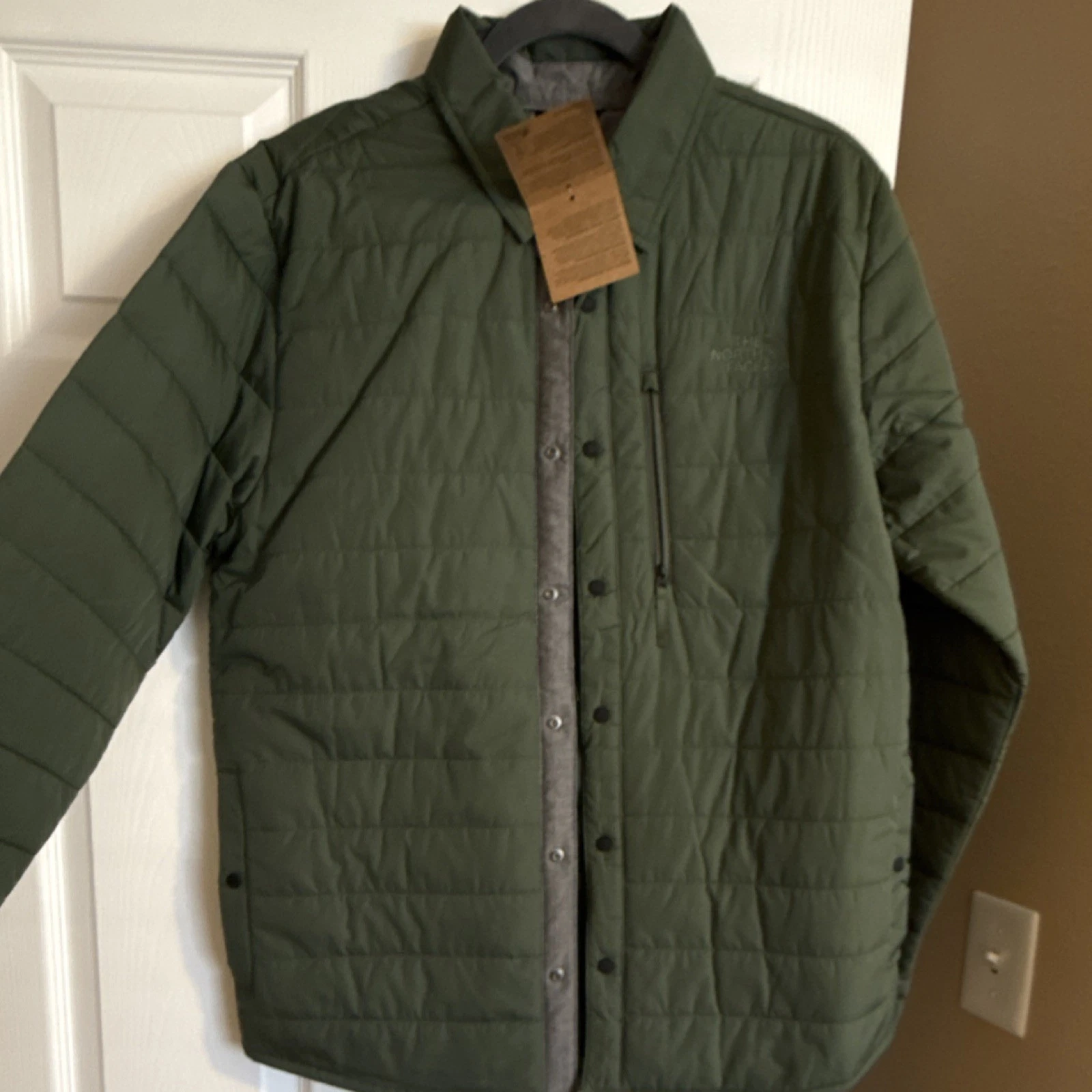 The North Face Quilted Insulated Snap Shacket Thyme Green Men's Jacket M