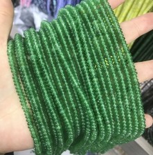 Pretty Natural 2x4mm Green Jade Gemstone Smooth Rondelle Loose Beads 15'' Strand