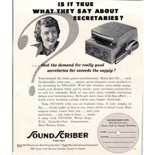 Sound Scriber Tycoon Dictating System New Haven CT 1951 Magazine Ad AF1-MF1