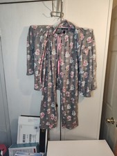 Rene Rofe Women's Fleece Snowman Pajama Set Gray Pink White M Christmas Winter