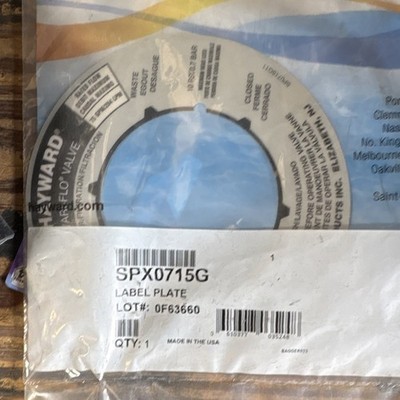 Hayward Label Plate SPX0715G Multicolor Replacement Part for Pool Systems