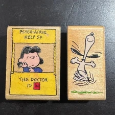 Peanuts Lucy & Snoopy Rubber Stamps A398-D & A 408-C Wood Mount - Choice