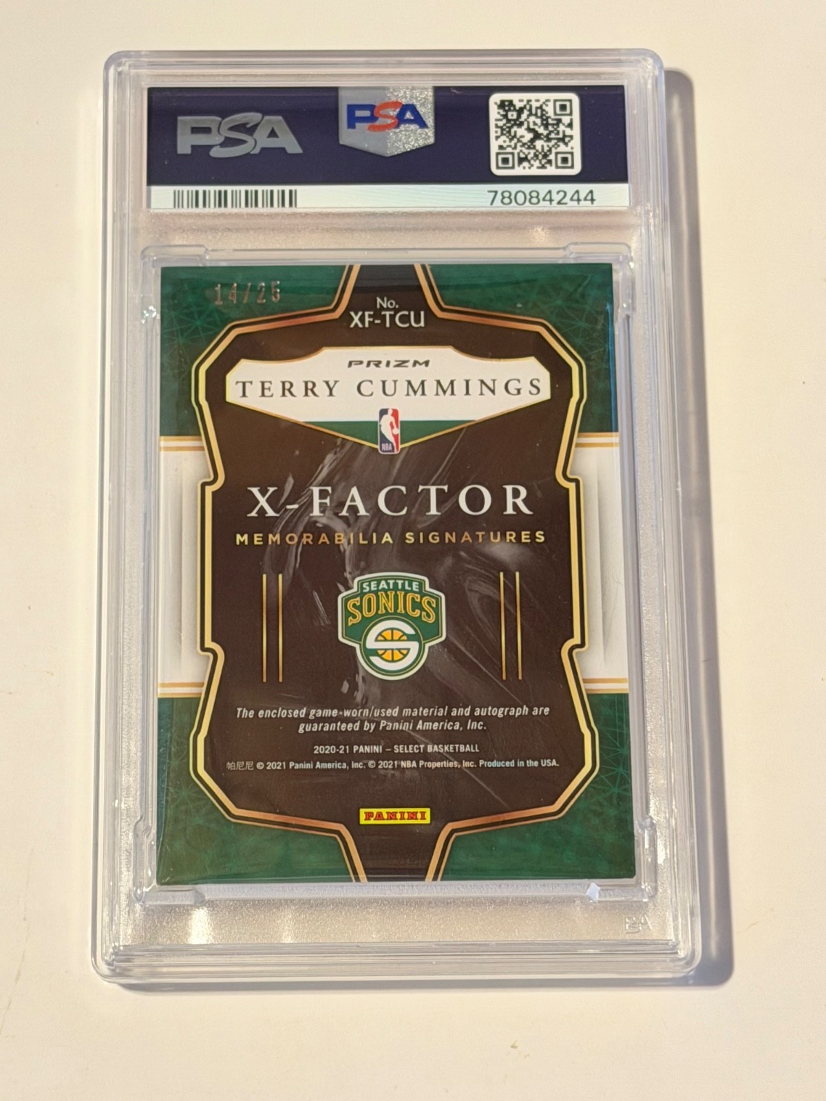 2020 Select Terry Cummings Auto Patch Tie Dye #14/25 Autograph PSA 8 NM-MT POP 1 view 3
